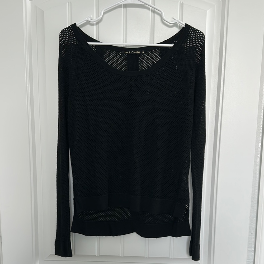 Rag & Bone Black Mesh Knit Top